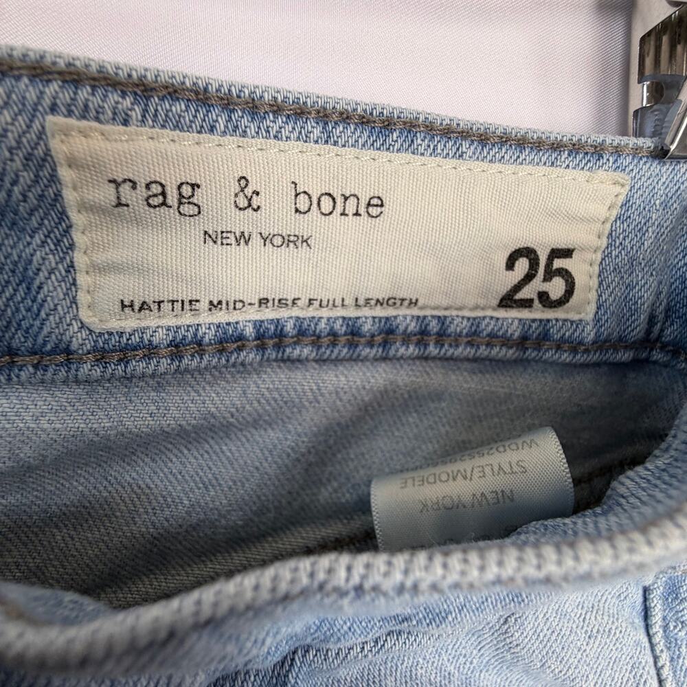 NWT Rag & Bone The Hattie Mid-Rise Full Straight Jeans Women 25 Blue Light $268 - Picture 4 of 11